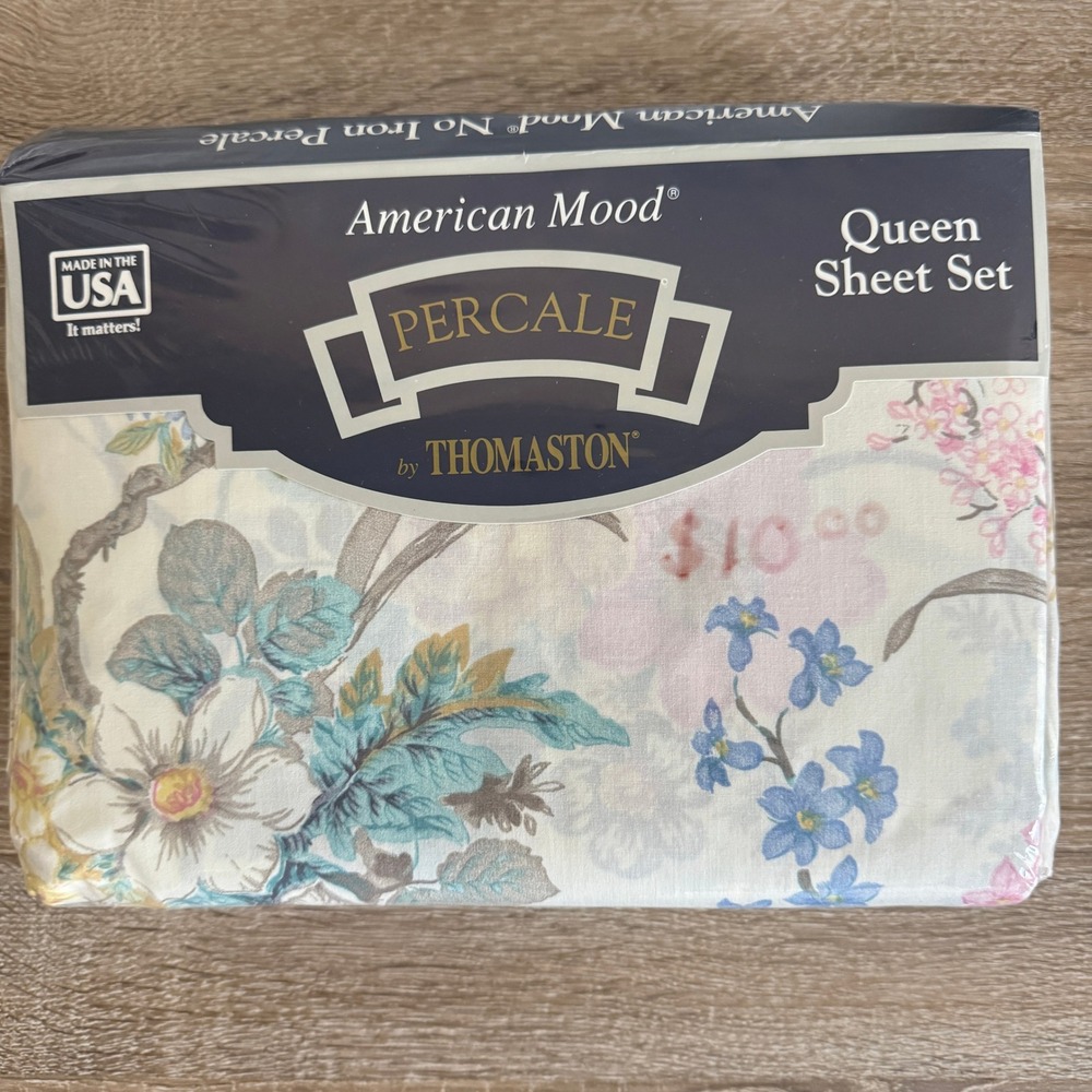 Thomaston American Mood Queen Sheet Set Devonshire Floral Percale Made in USA